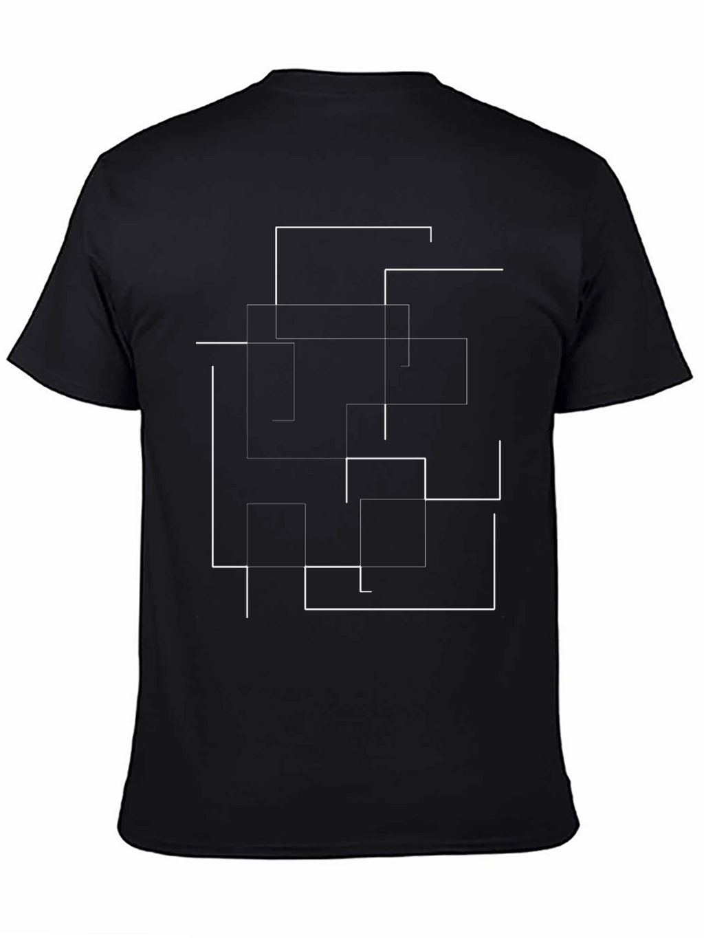 Abstract Lines Graphic Print Black T-Shirt