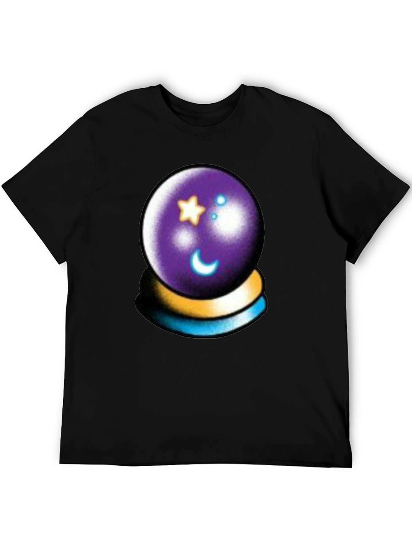 Mystic Crystal Ball Graphic Tee - Black Cotton Shirt