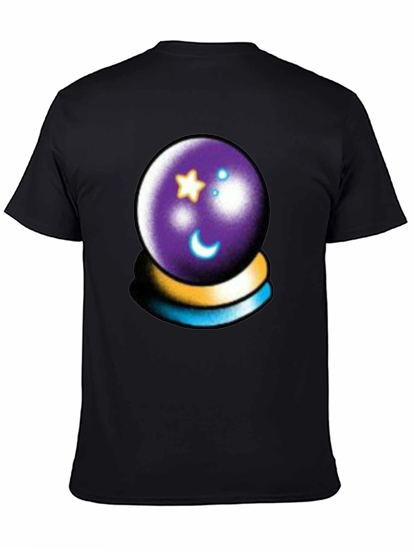 Mystic Crystal Ball Graphic Tee - Black Cotton Shirt