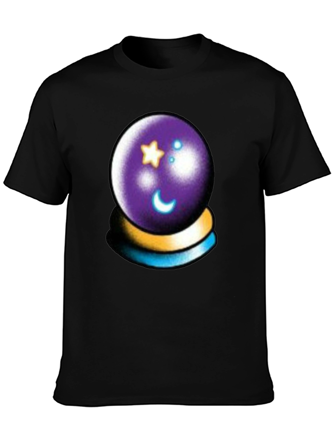 Mystic Crystal Ball Graphic Tee - Black Cotton Shirt