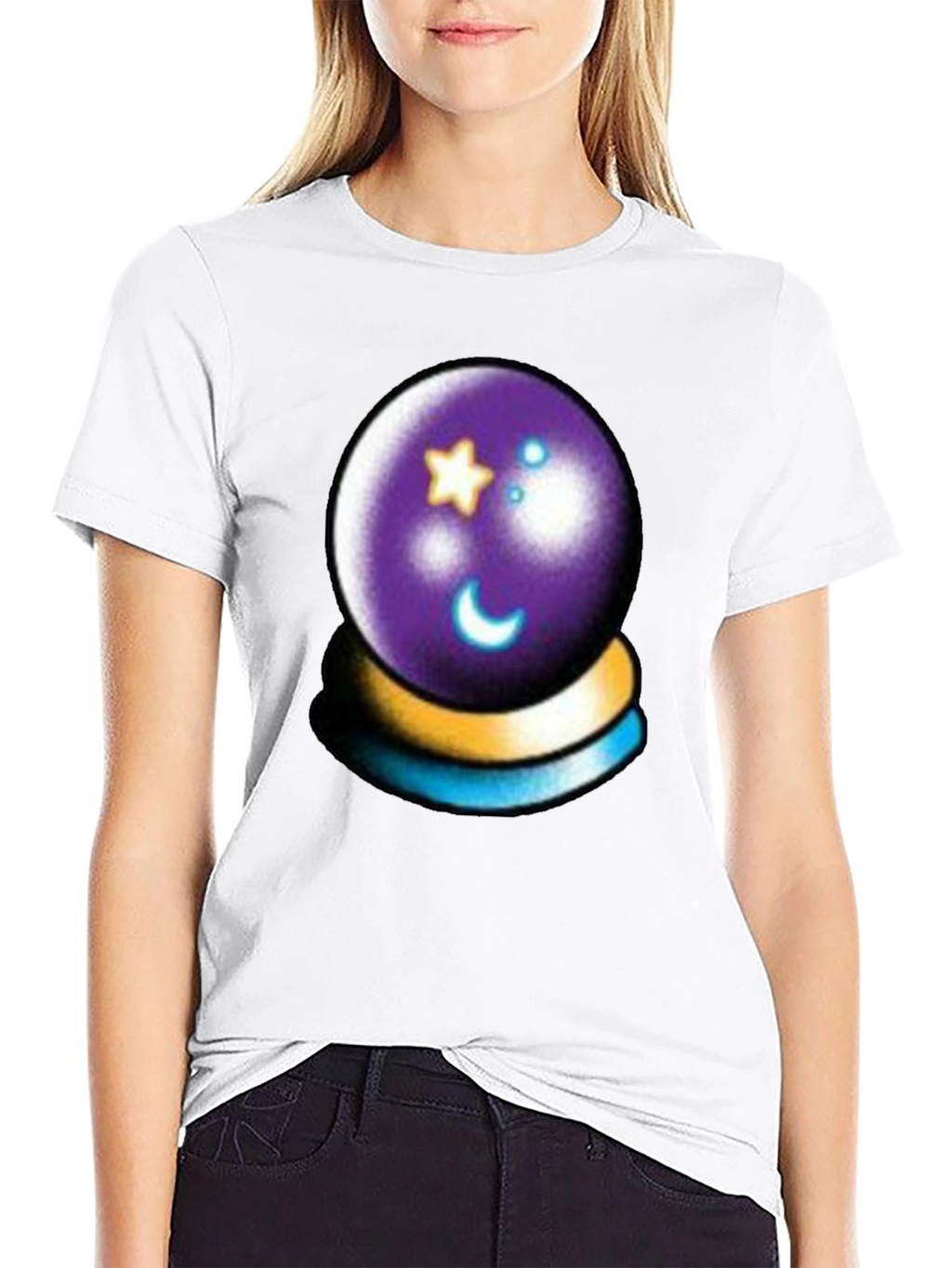 Mystic Crystal Ball Graphic Tee - Black Cotton Shirt