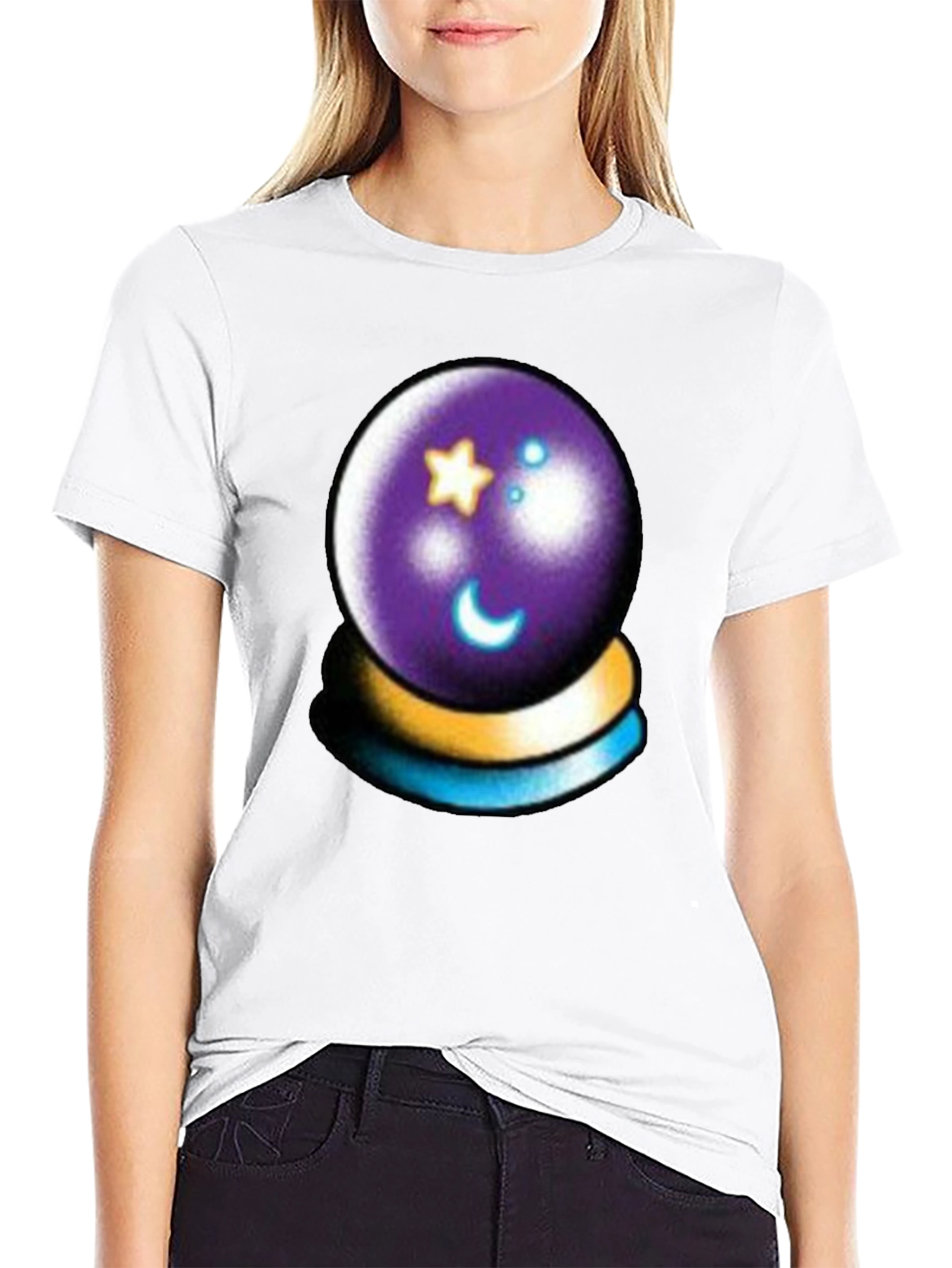 Mystic Crystal Ball Graphic Tee - Black Cotton Shirt