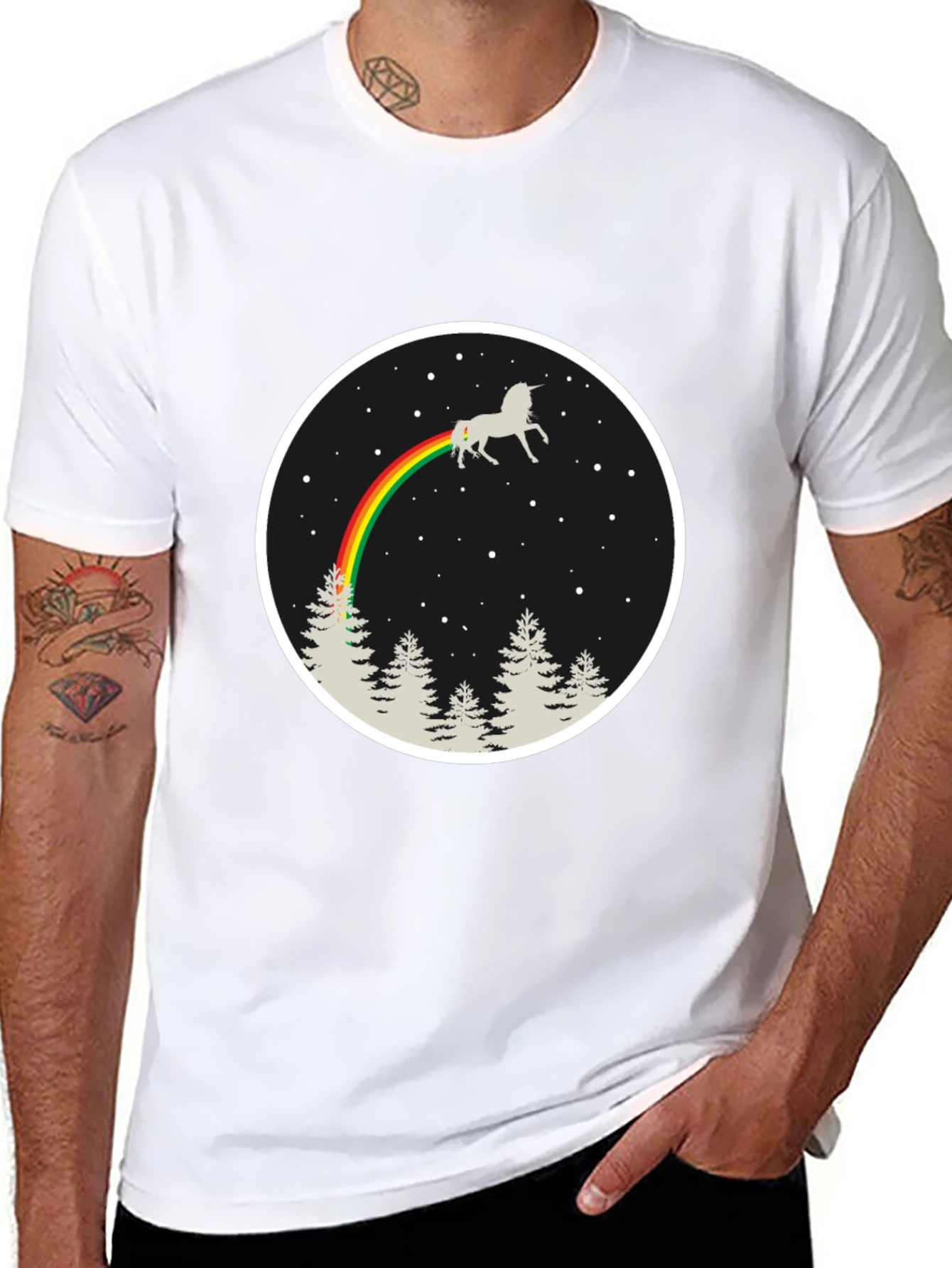 Unicorn Rainbow T-Shirt - Black