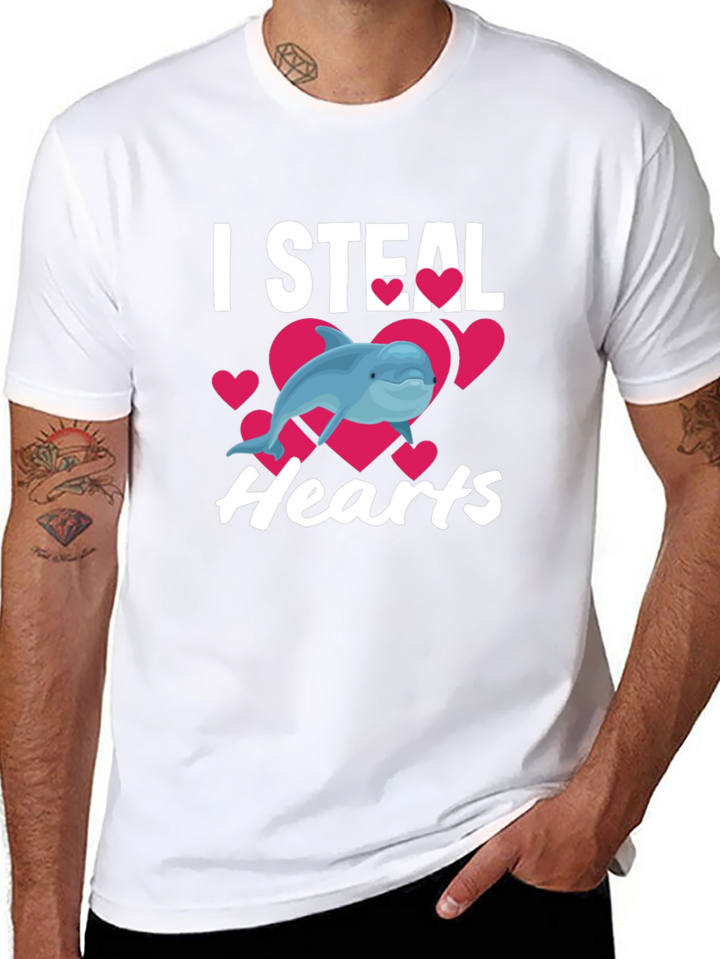 I Steal Hearts Dolphin Graphic Tee - Black