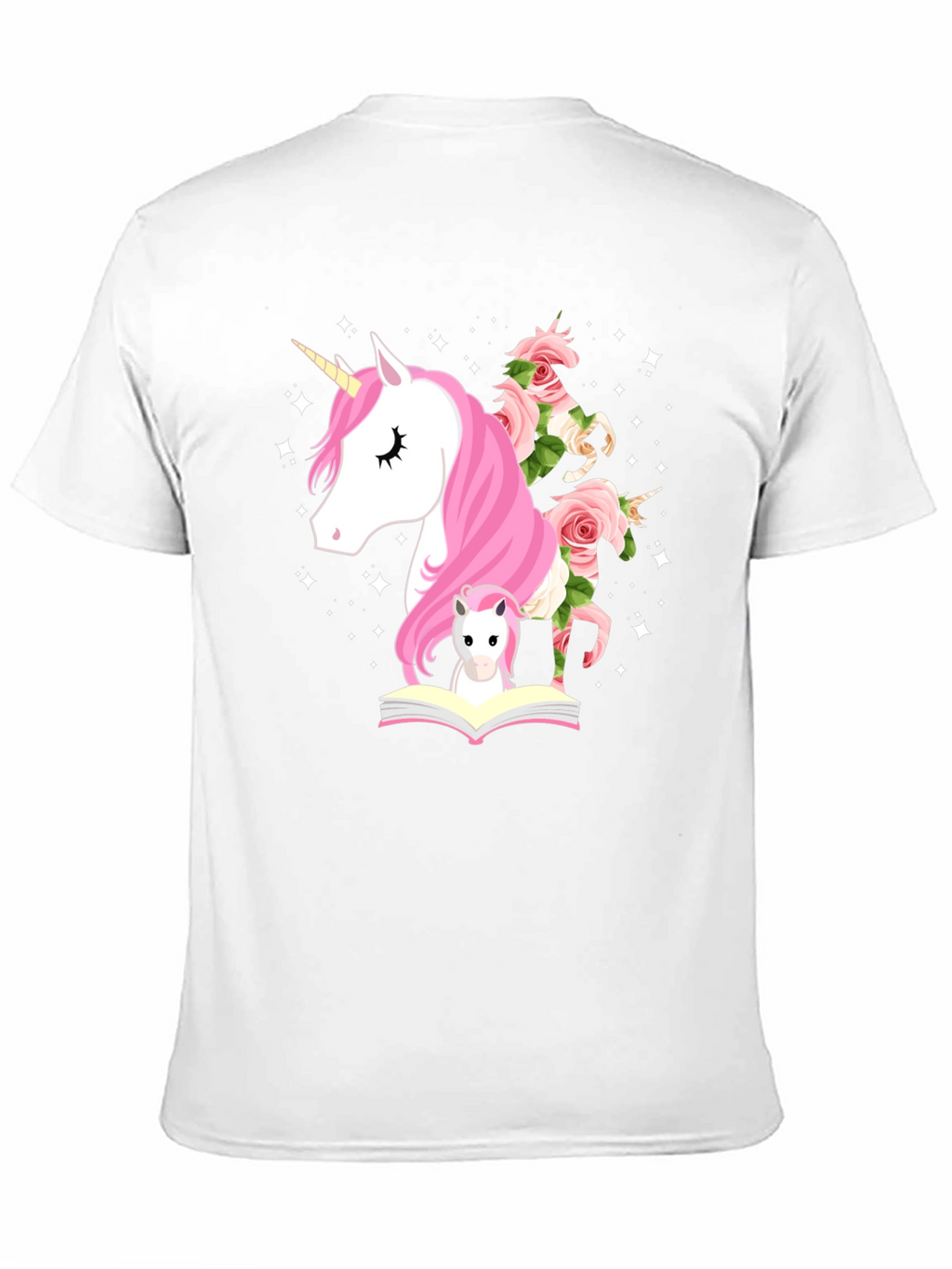 Unicorn & Flowers Graphic Black Tee