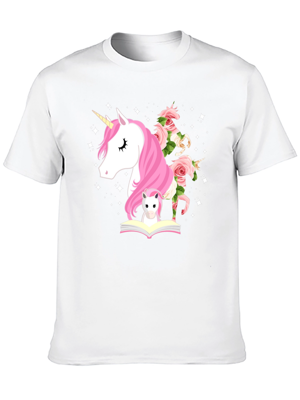 Unicorn & Flowers Graphic Black Tee