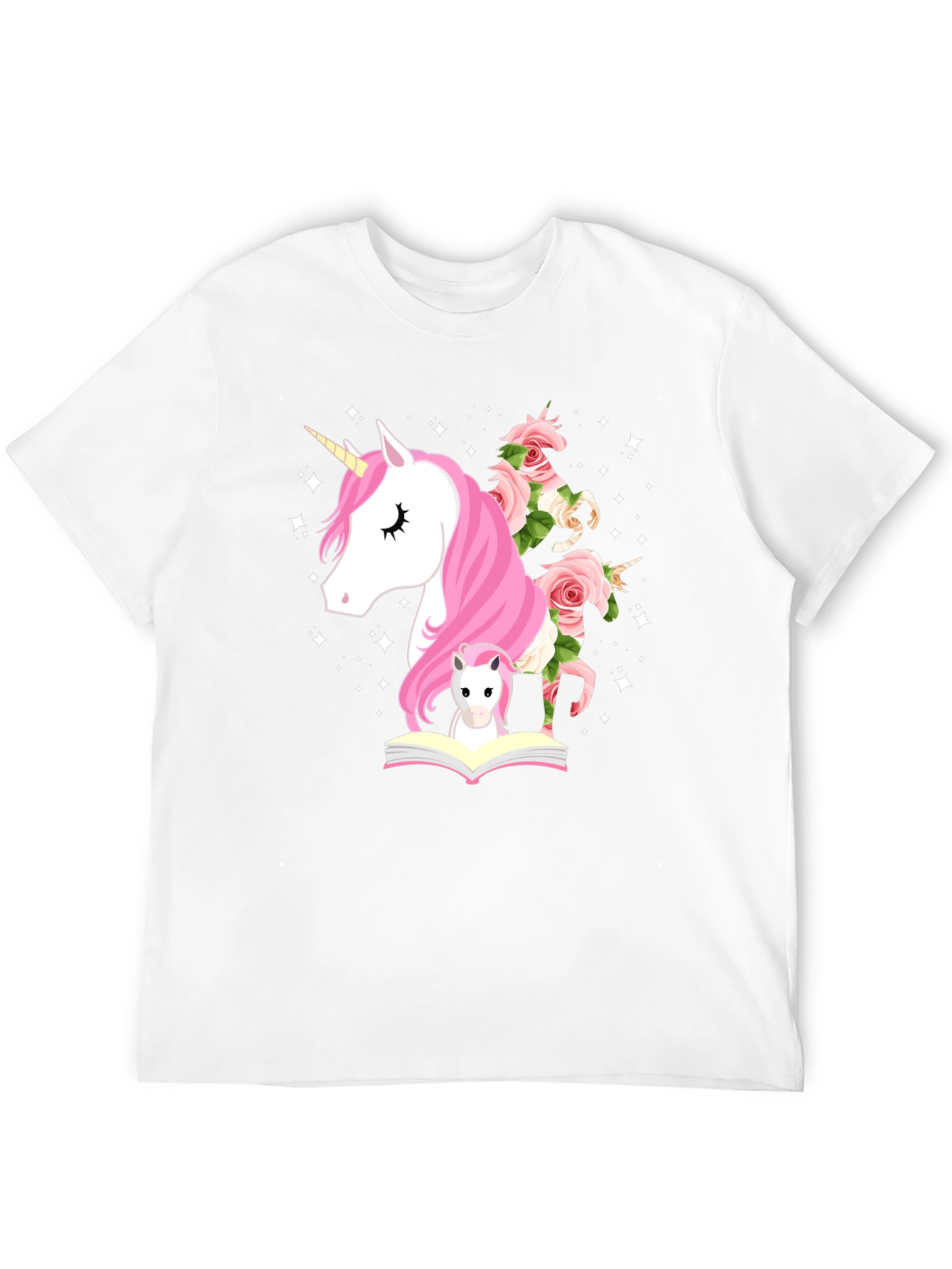Unicorn & Flowers Graphic Black Tee
