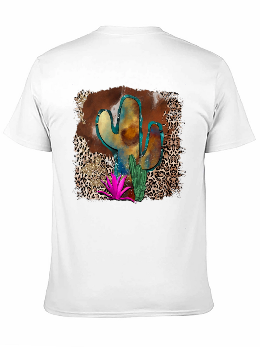 Cactus Desert Leopard Print Mens T-Shirt