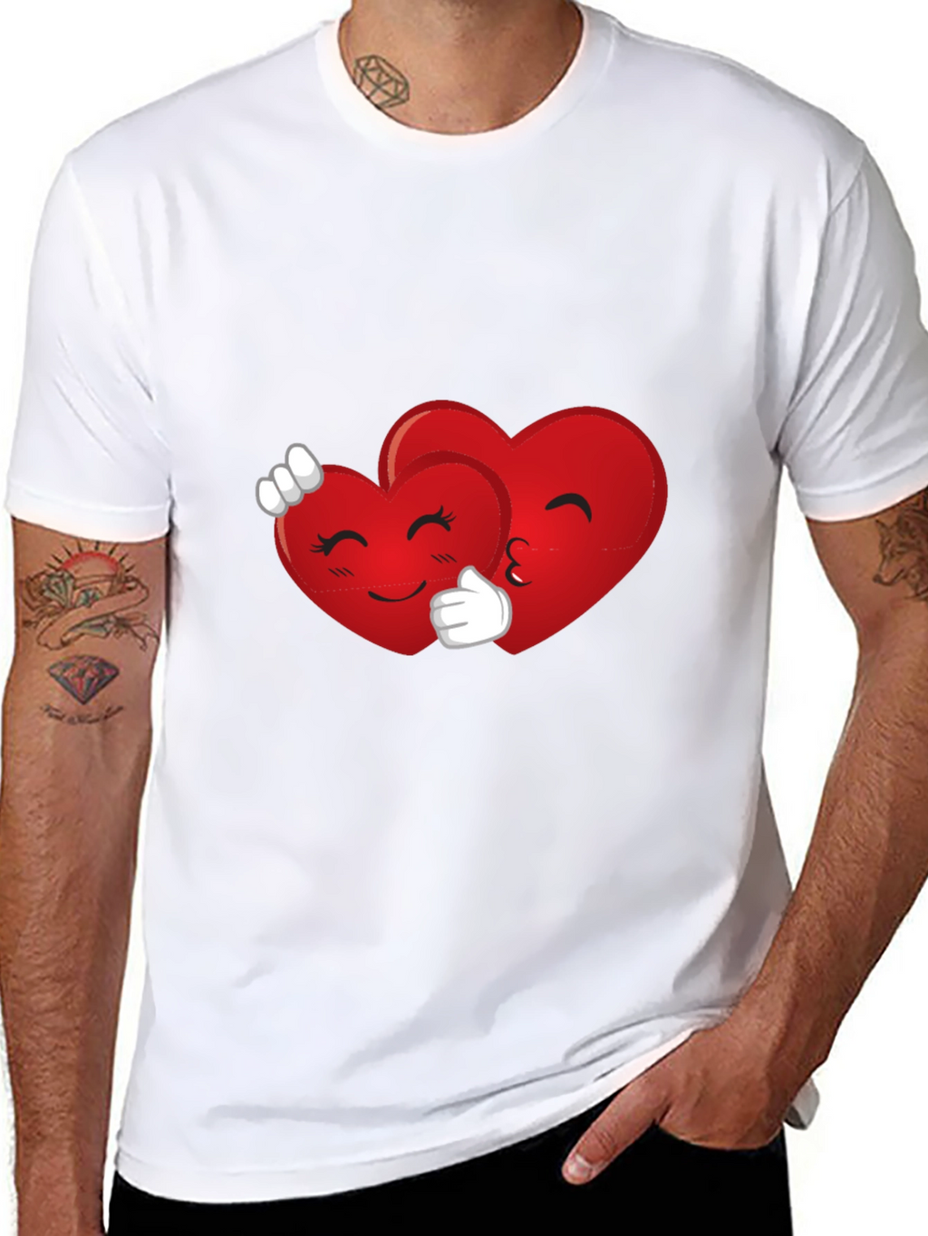 Heart Emoji Hug Black T-Shirt
