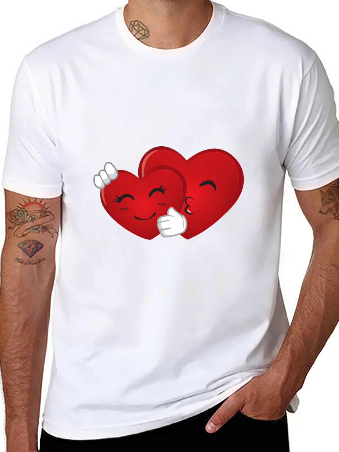 Heart Emoji Hug Black T-Shirt