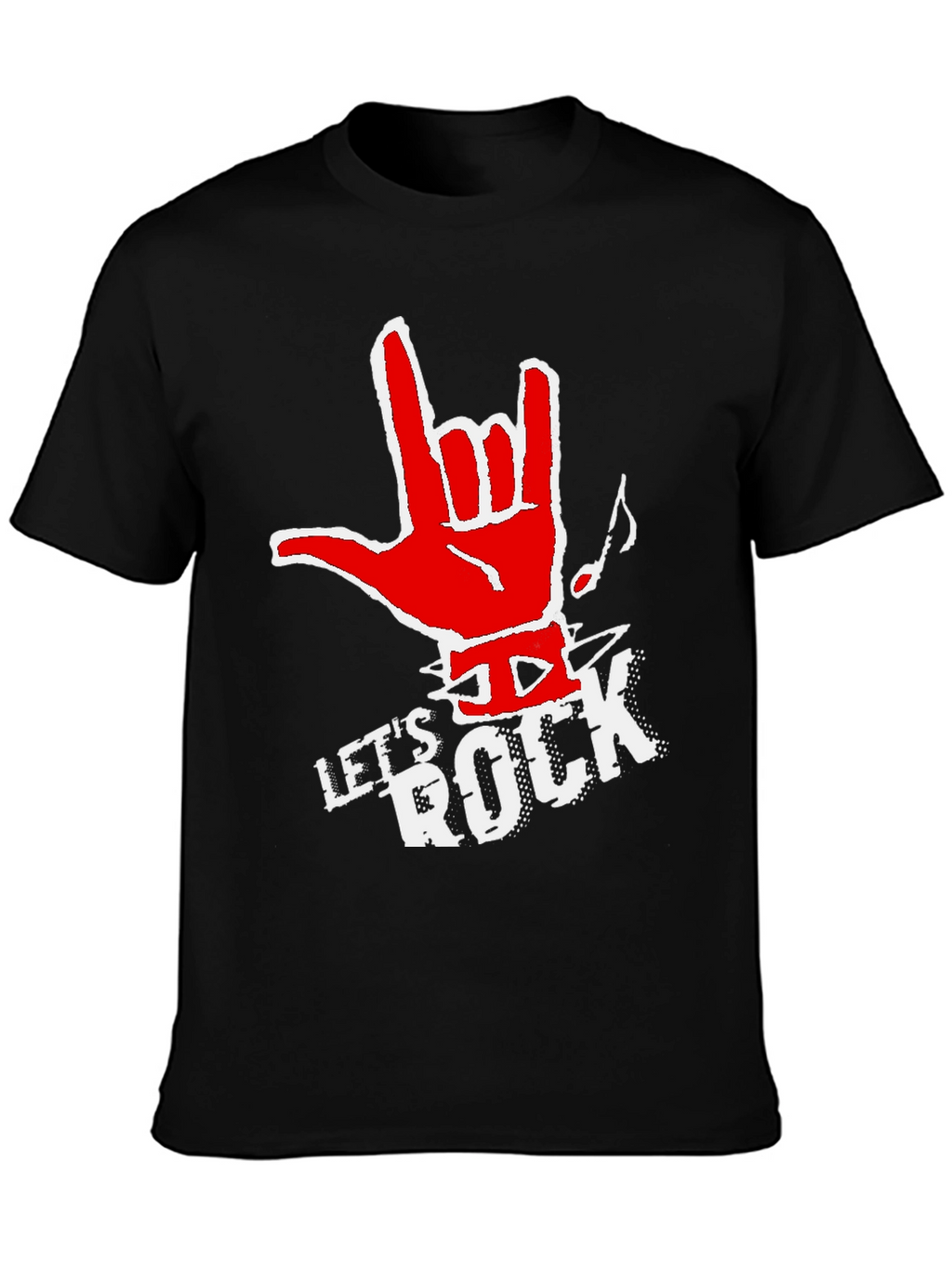 Lets Rock Graphic Tee - Black Cotton