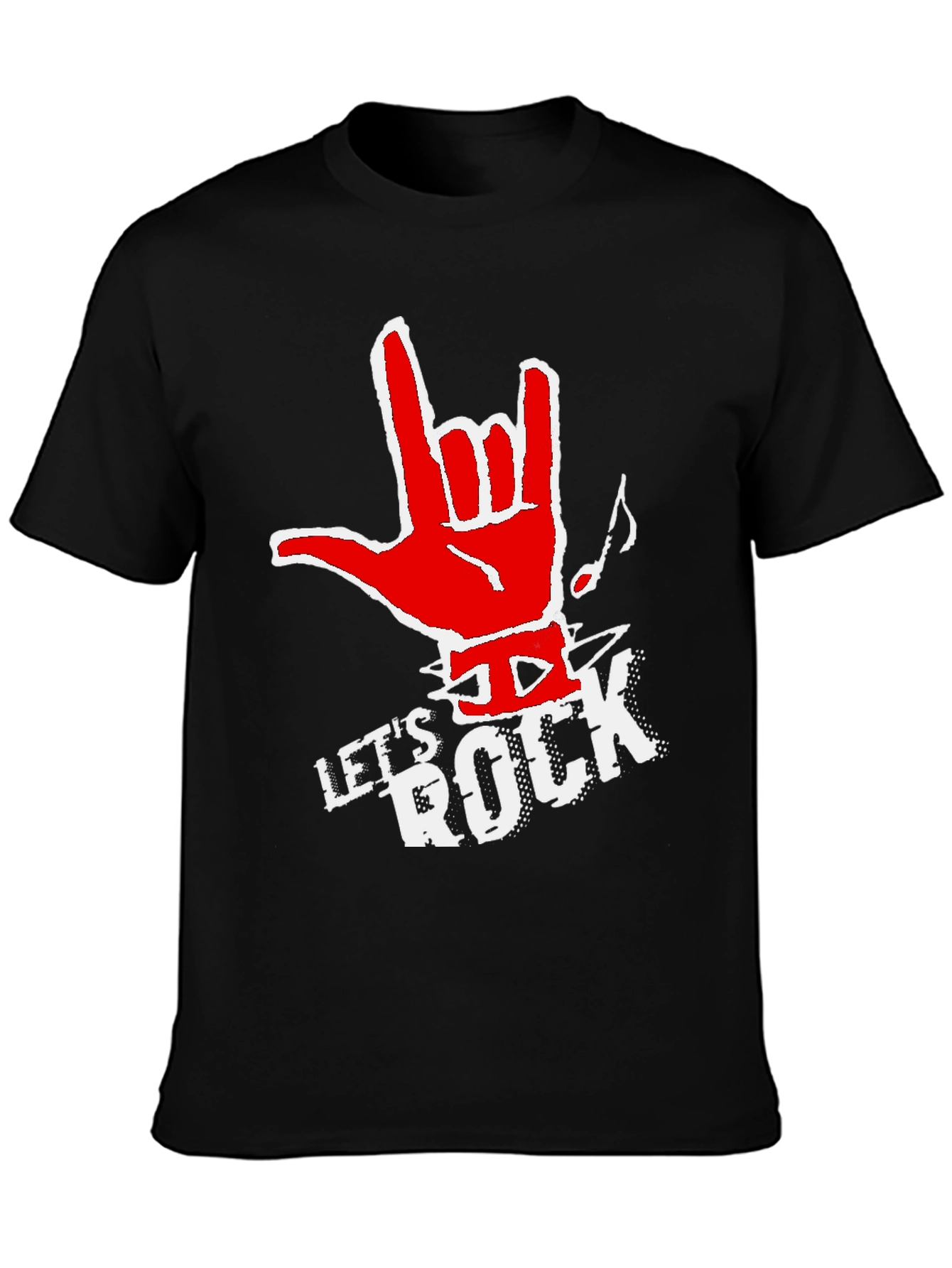 Lets Rock Graphic Tee - Black Cotton