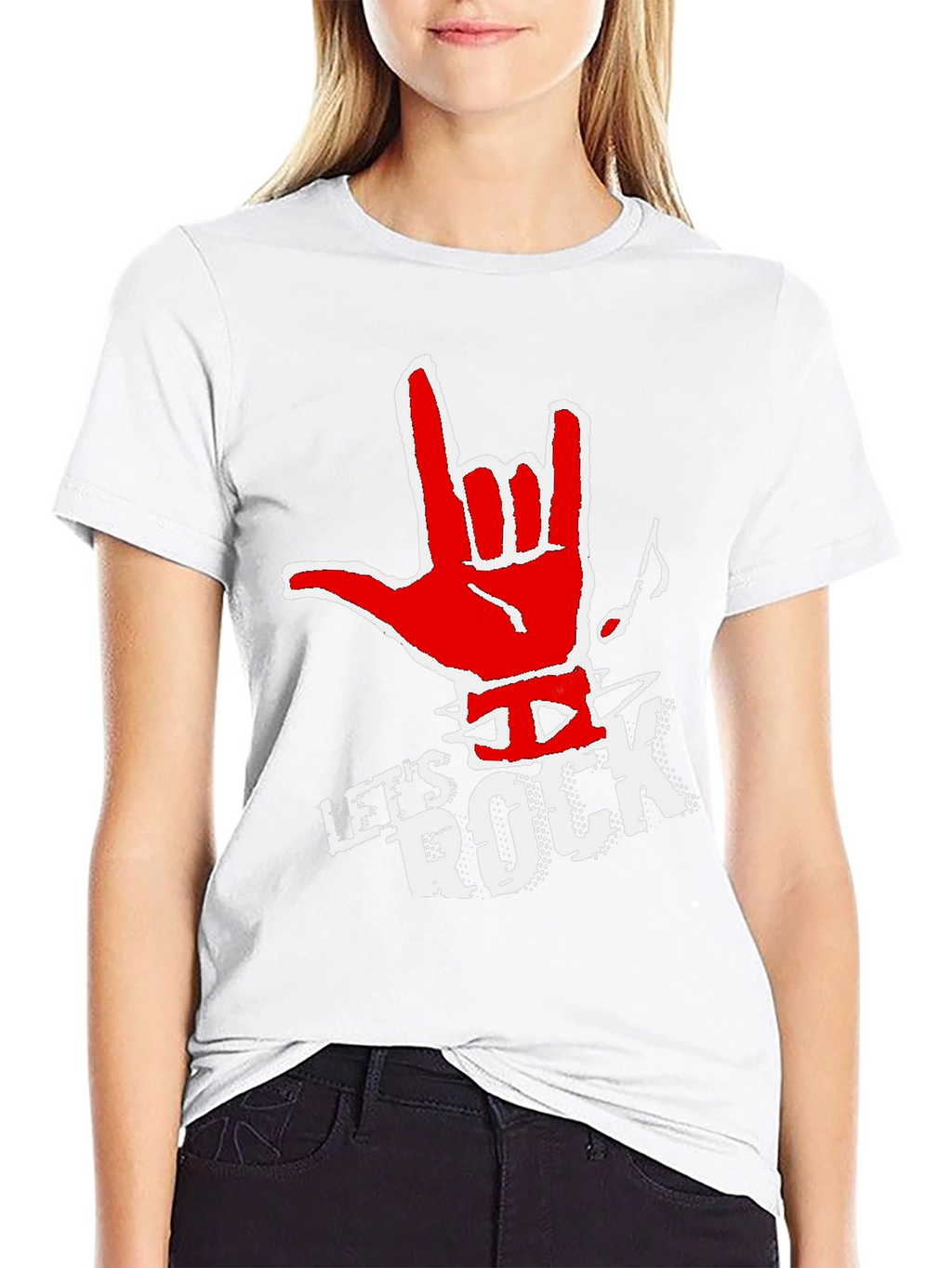 Lets Rock Graphic Tee - Black Cotton