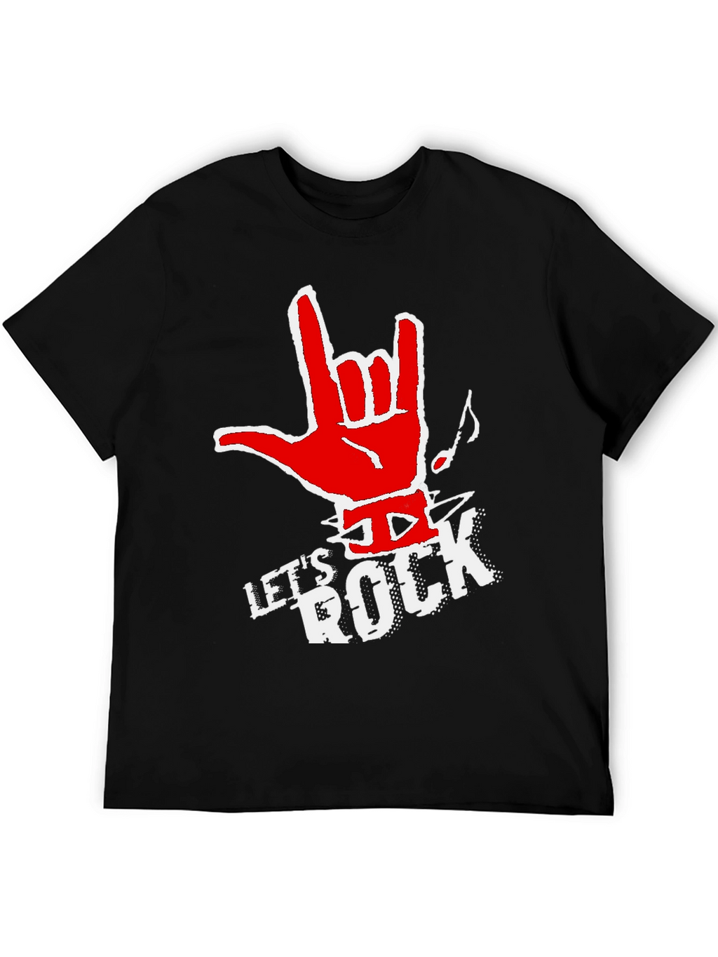 Lets Rock Graphic Tee - Black Cotton