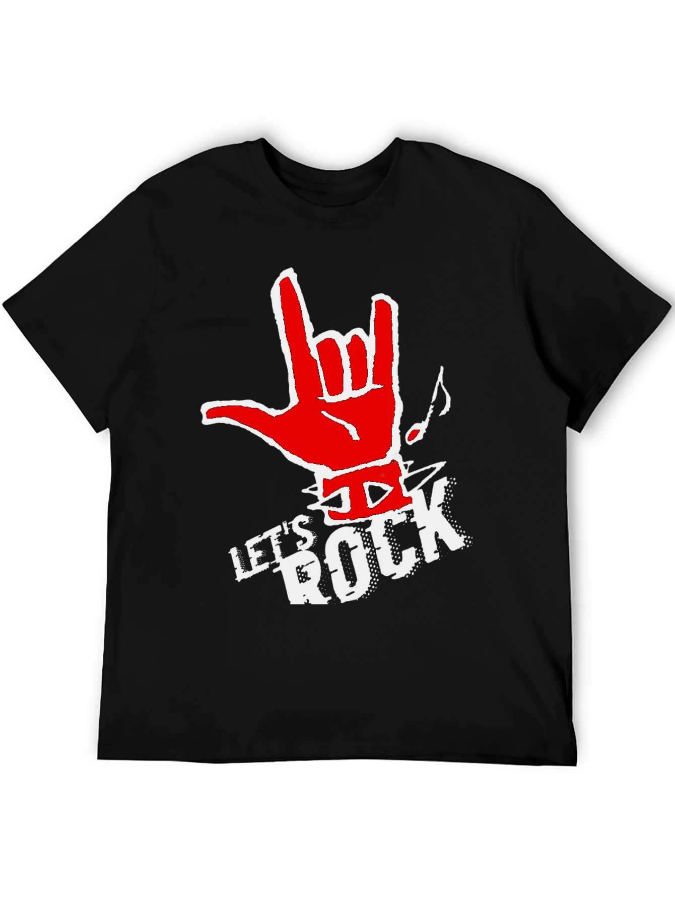 Lets Rock Graphic Tee - Black Cotton