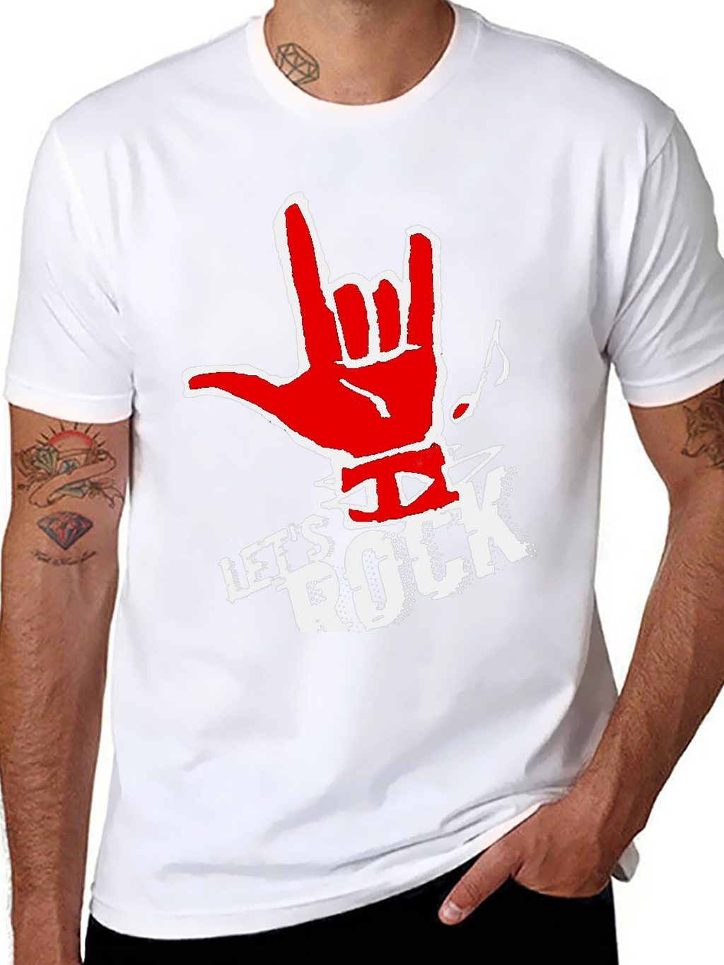 Lets Rock Graphic Tee - Black Cotton