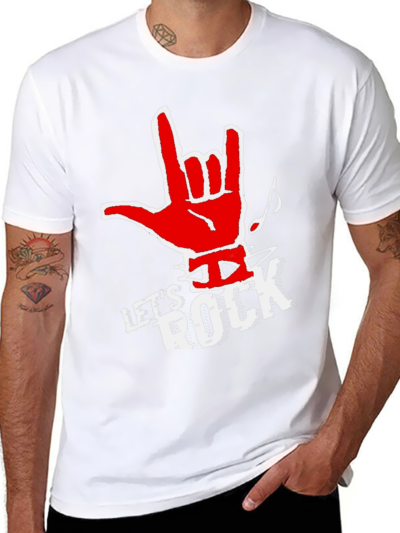 Lets Rock Graphic Tee - Black Cotton