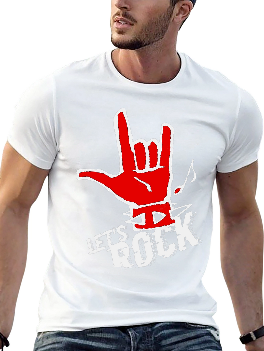 Lets Rock Graphic Tee - Black Cotton