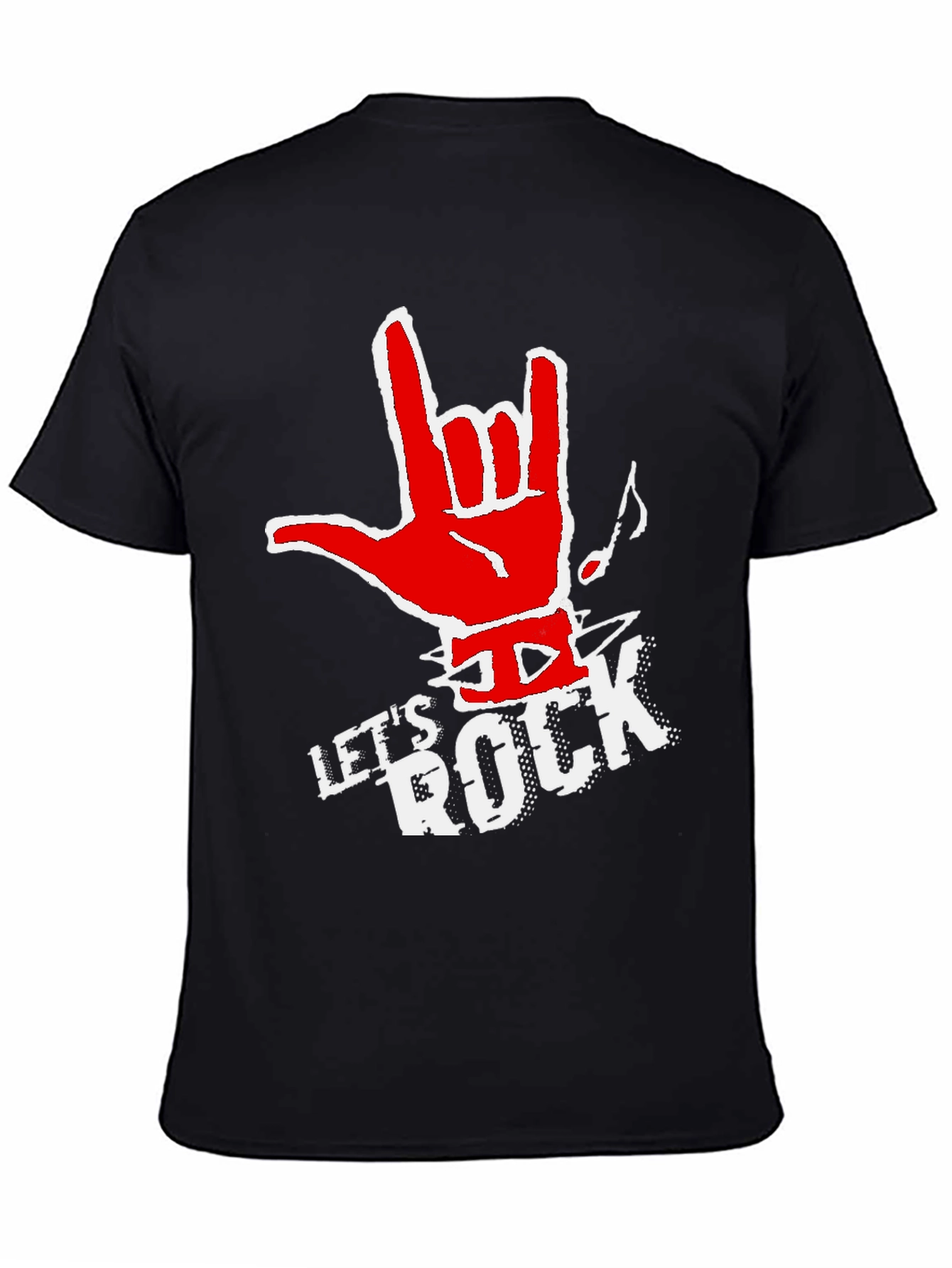 Lets Rock Graphic Tee - Black Cotton