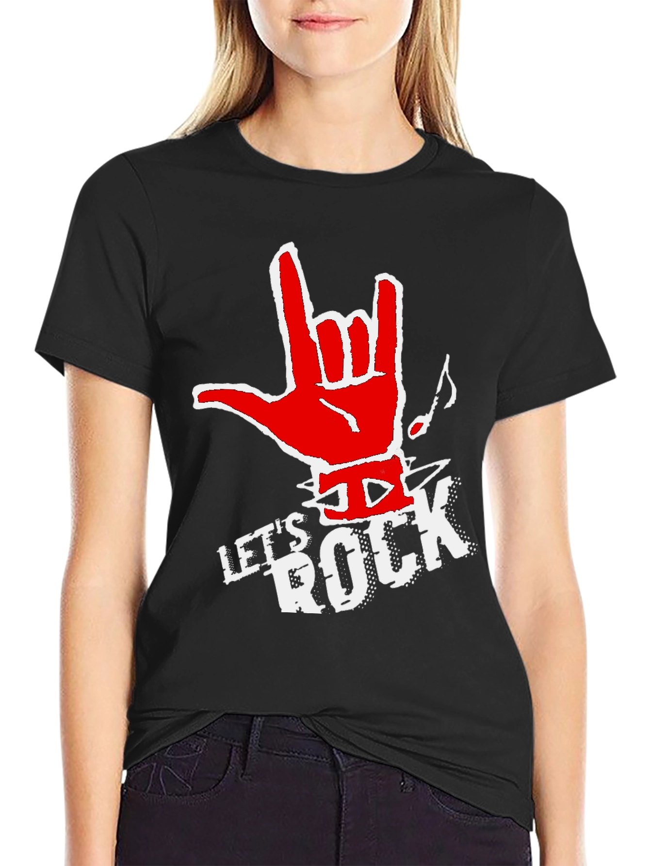 Lets Rock Graphic Tee - Black Cotton
