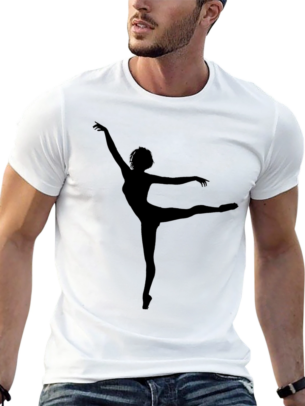 Ballet Dancer Silhouette Graphic Tee - Soft Black Cotton