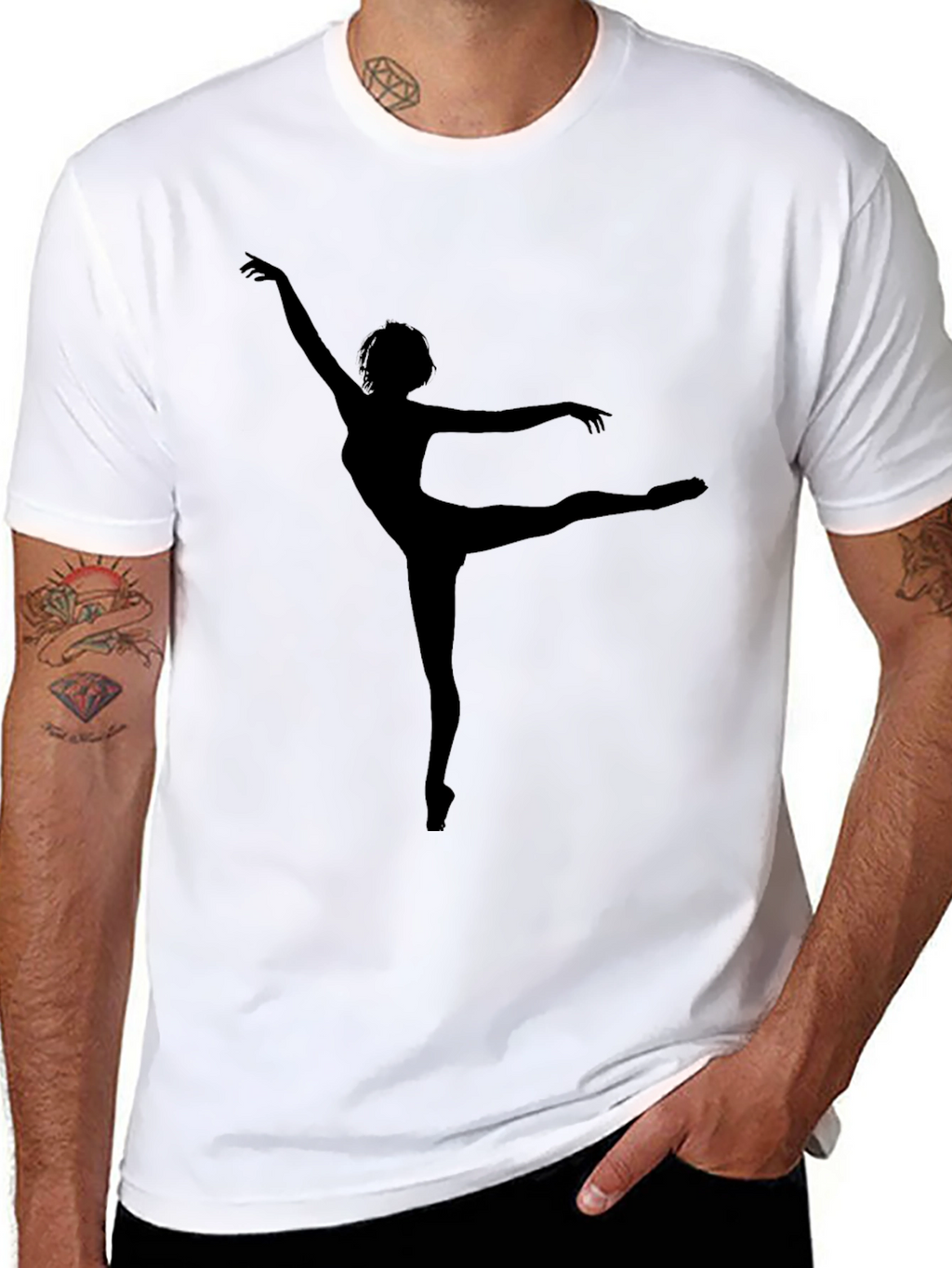 Ballet Dancer Silhouette Graphic Tee - Soft Black Cotton