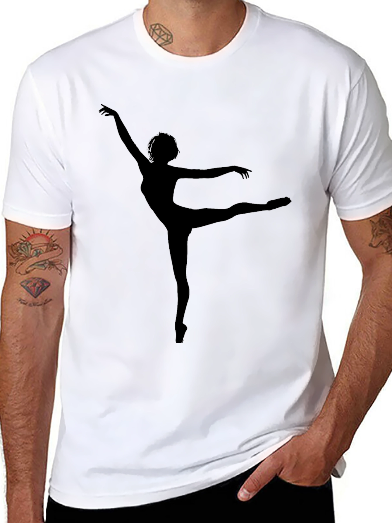 Ballet Dancer Silhouette Graphic Tee - Soft Black Cotton