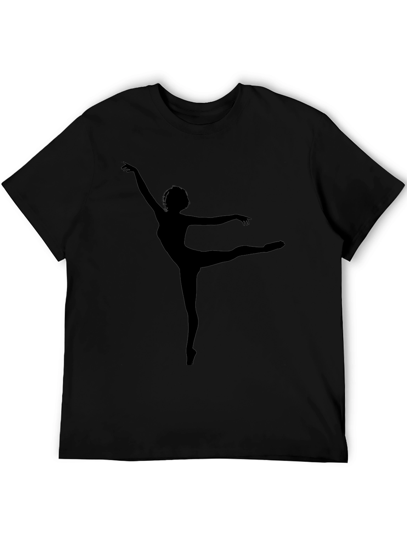 Ballet Dancer Silhouette Graphic Tee - Soft Black Cotton