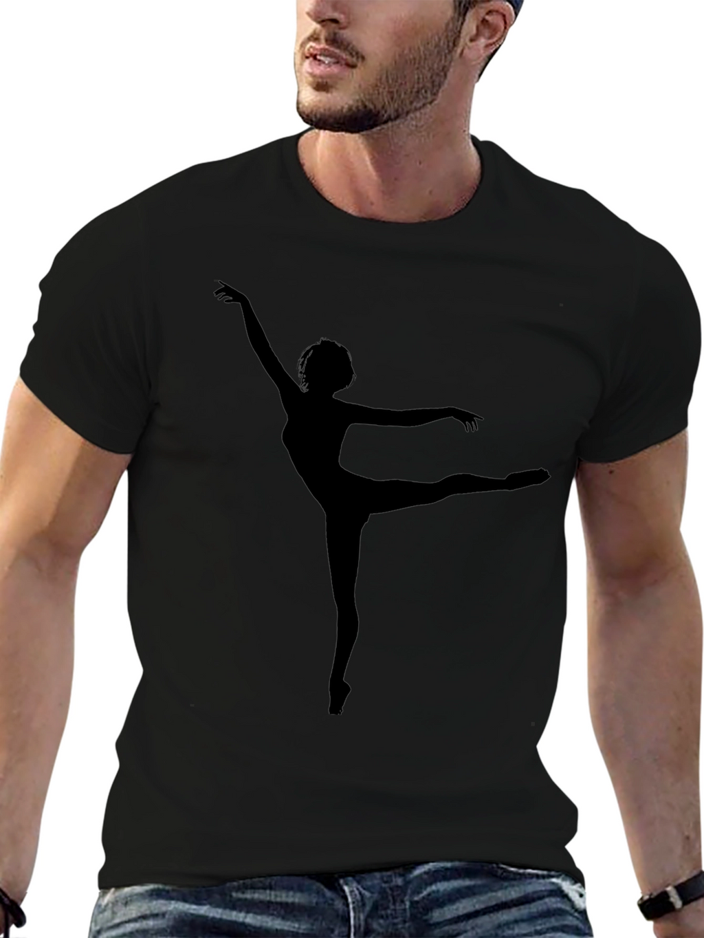 Ballet Dancer Silhouette Graphic Tee - Soft Black Cotton