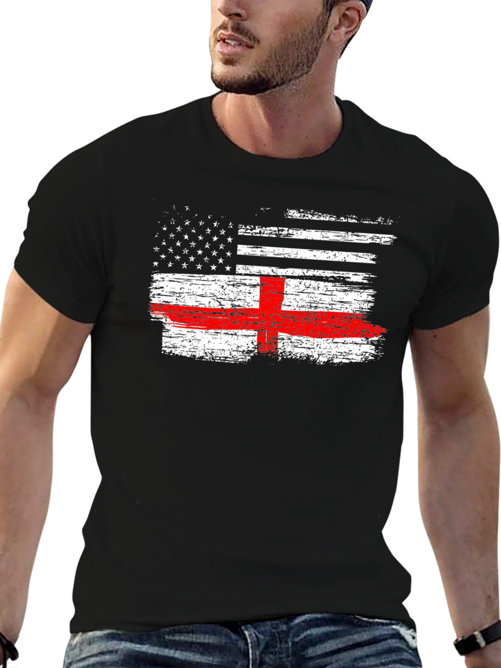 USA England Flag Graphic Tee