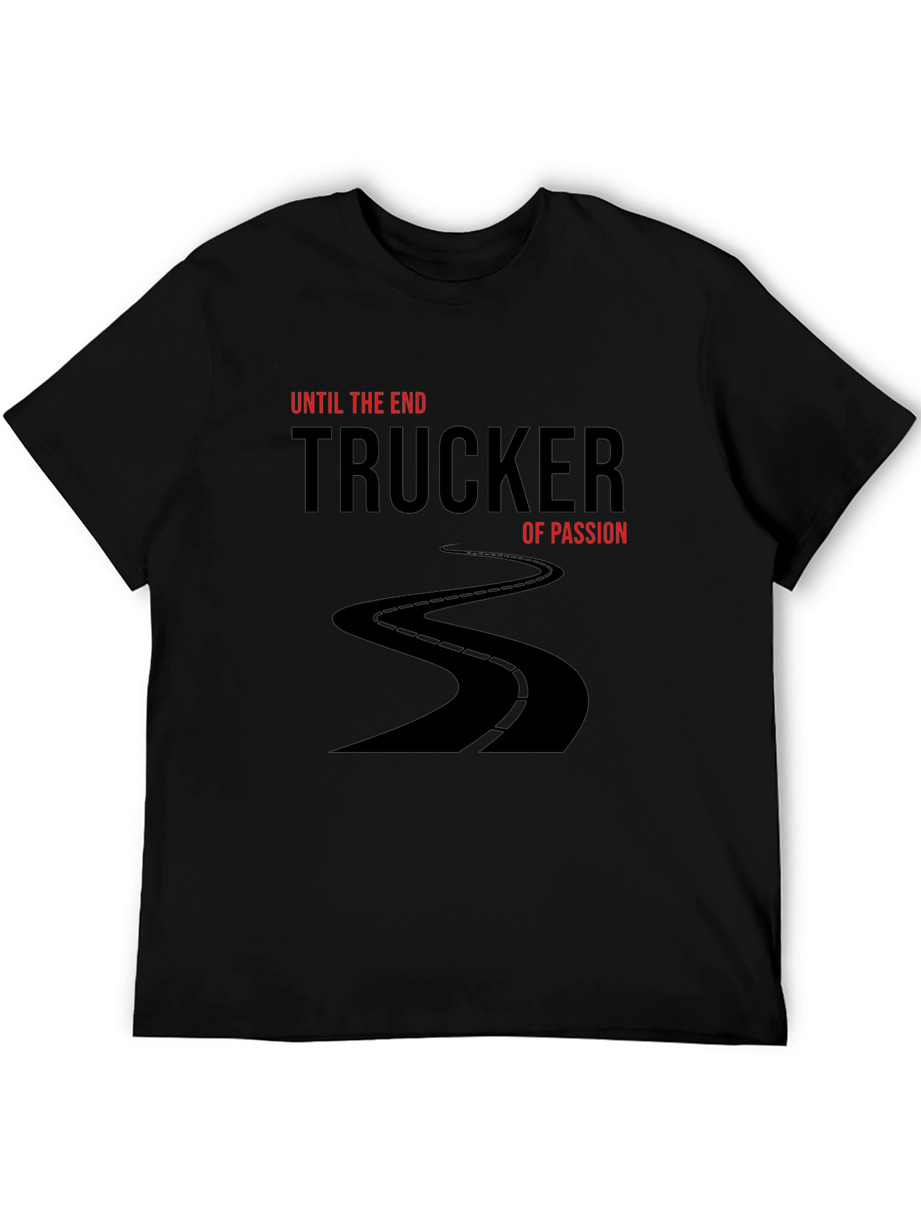 Trucker of Passion Black T-Shirt - Road Design