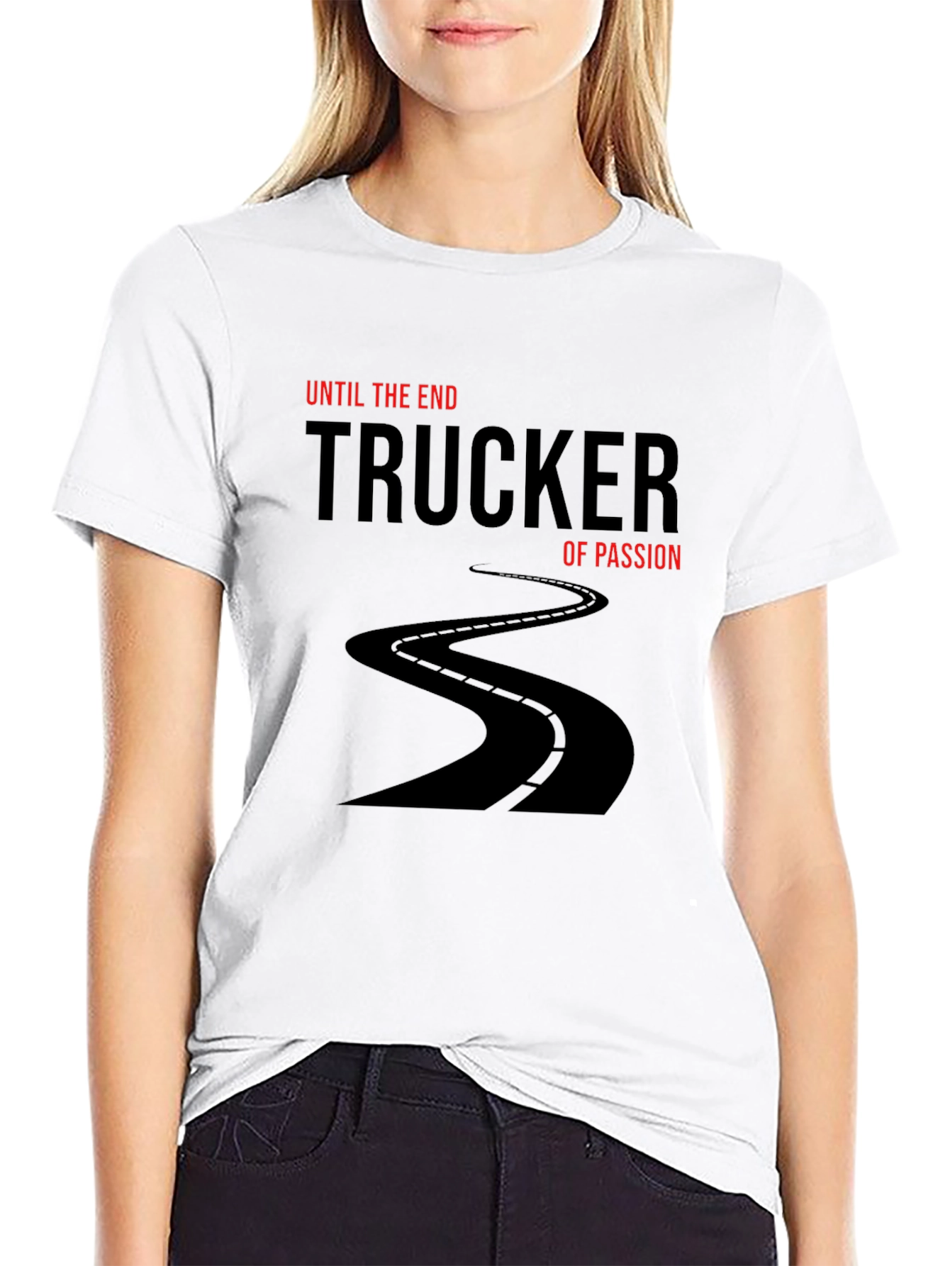 Trucker of Passion Black T-Shirt - Road Design