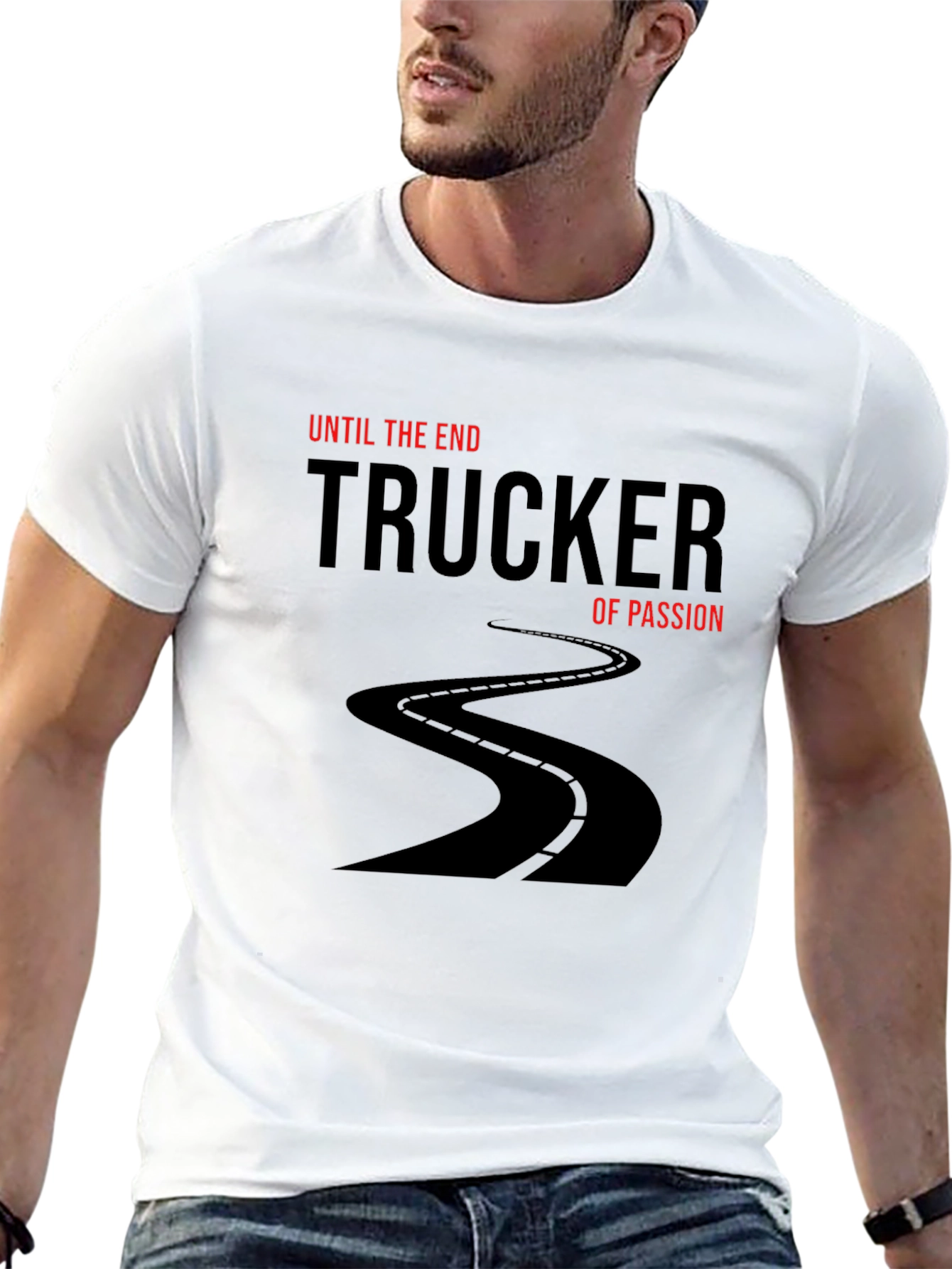 Trucker of Passion Black T-Shirt - Road Design