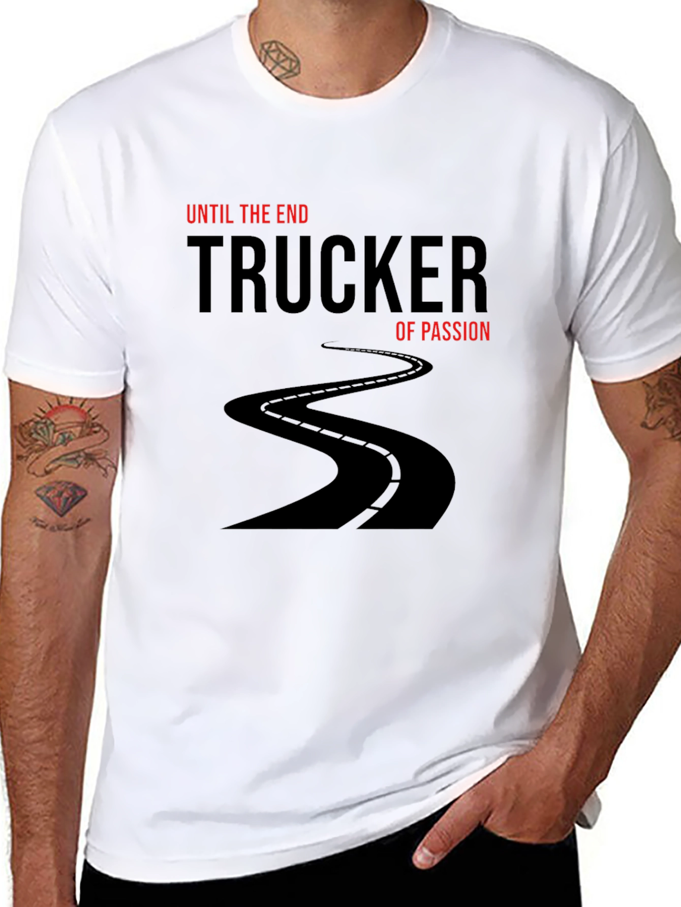 Trucker of Passion Black T-Shirt - Road Design