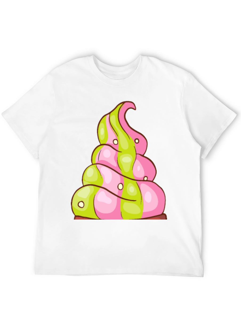 Novelty Treat T-Shirt: Pink and Green Swirl Design