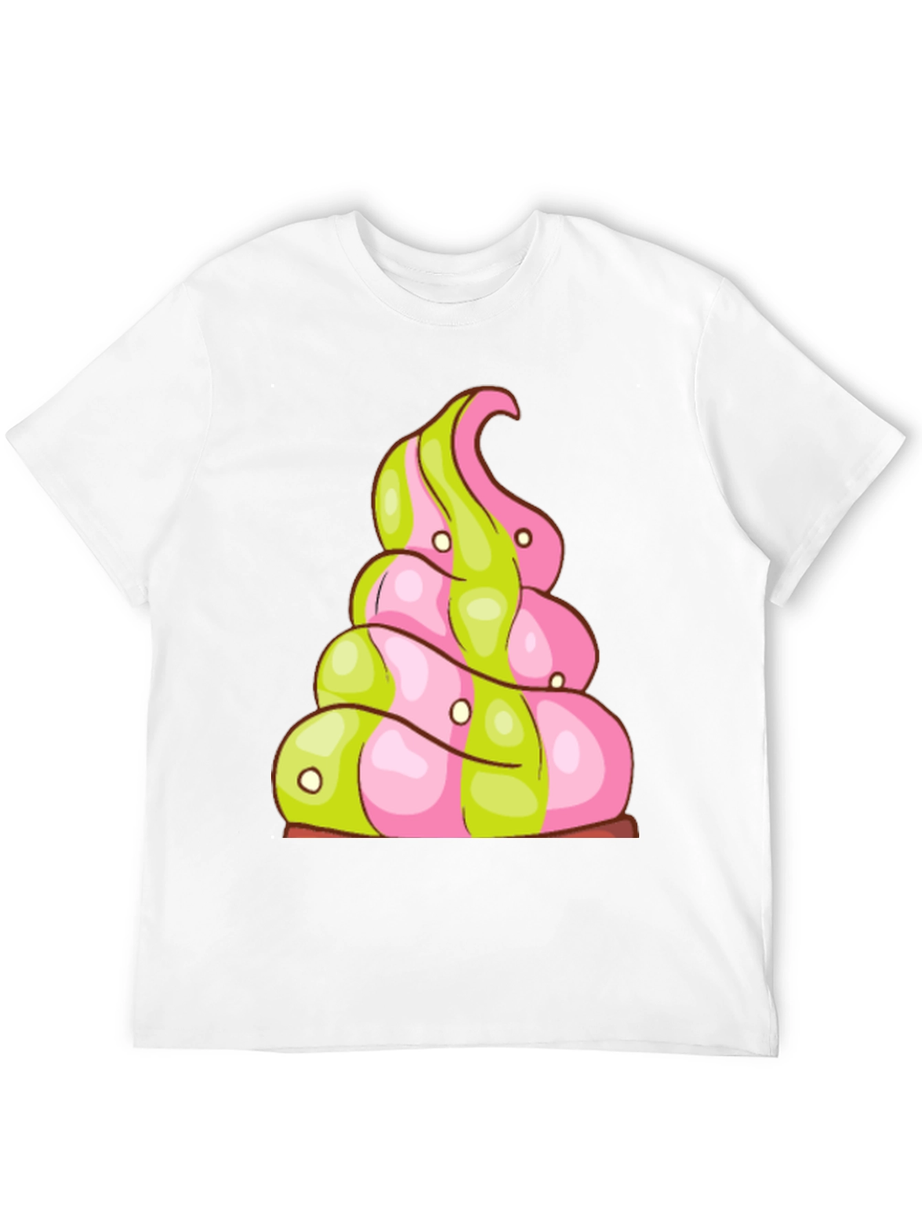 Novelty Treat T-Shirt: Pink and Green Swirl Design