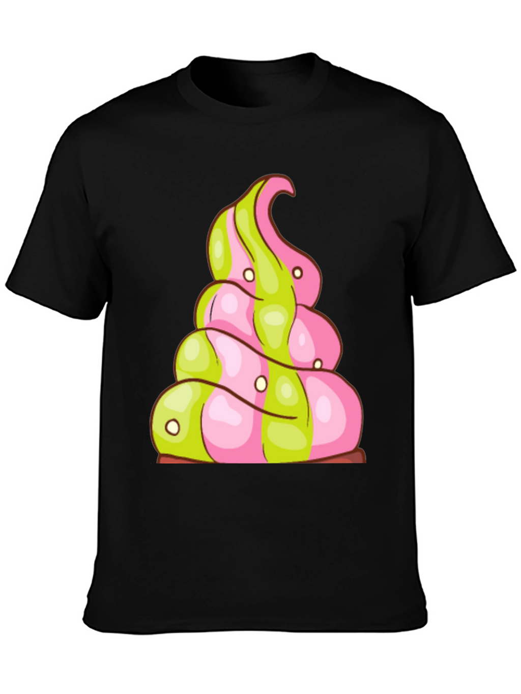 Novelty Treat T-Shirt: Pink and Green Swirl Design
