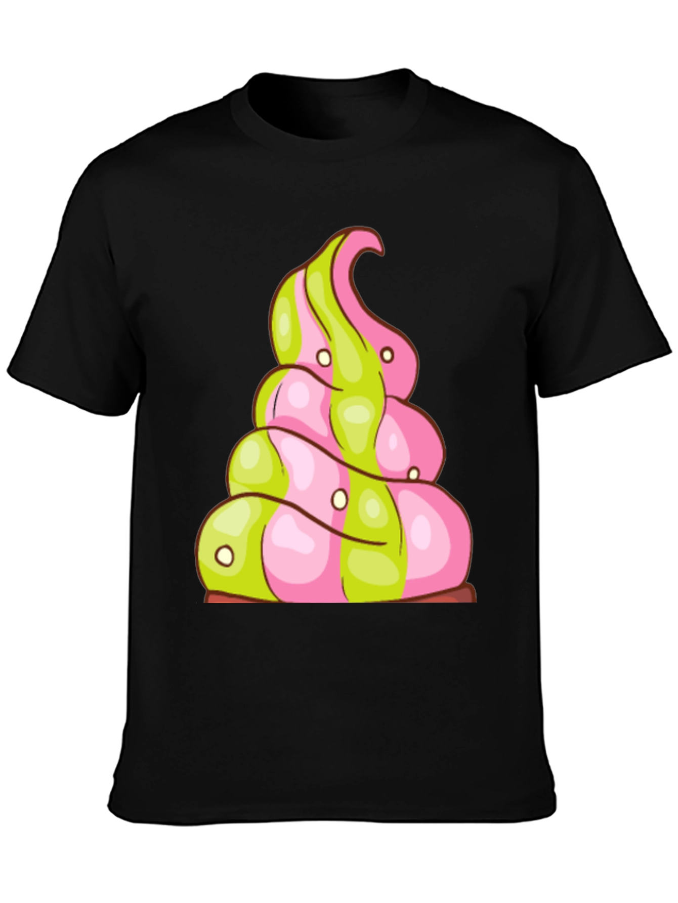 Novelty Treat T-Shirt: Pink and Green Swirl Design