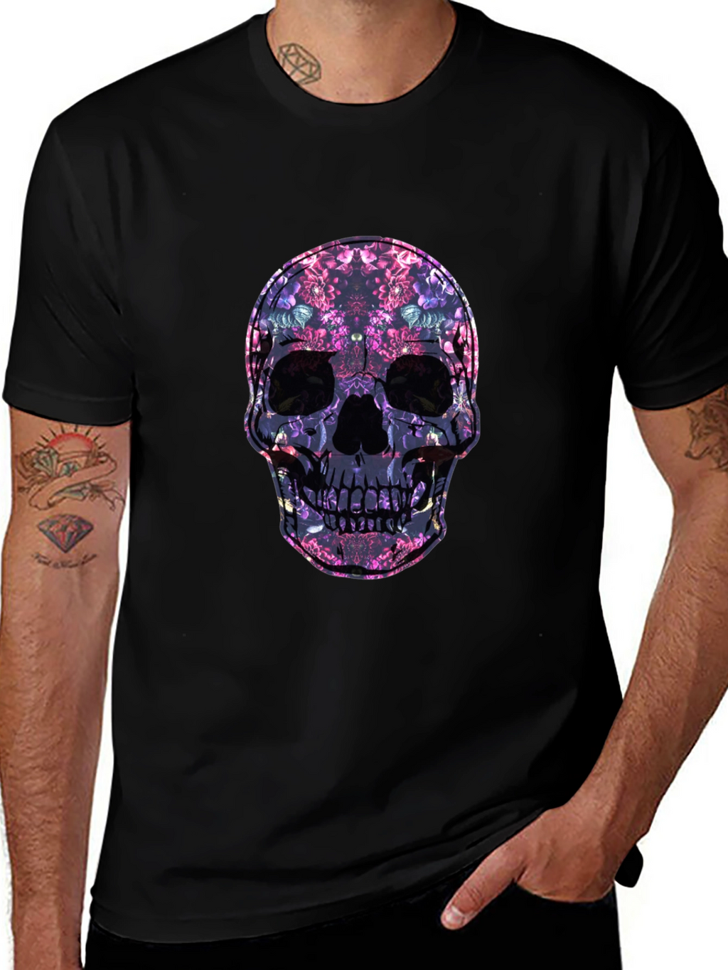 Floral Skull Graphic Print Tee