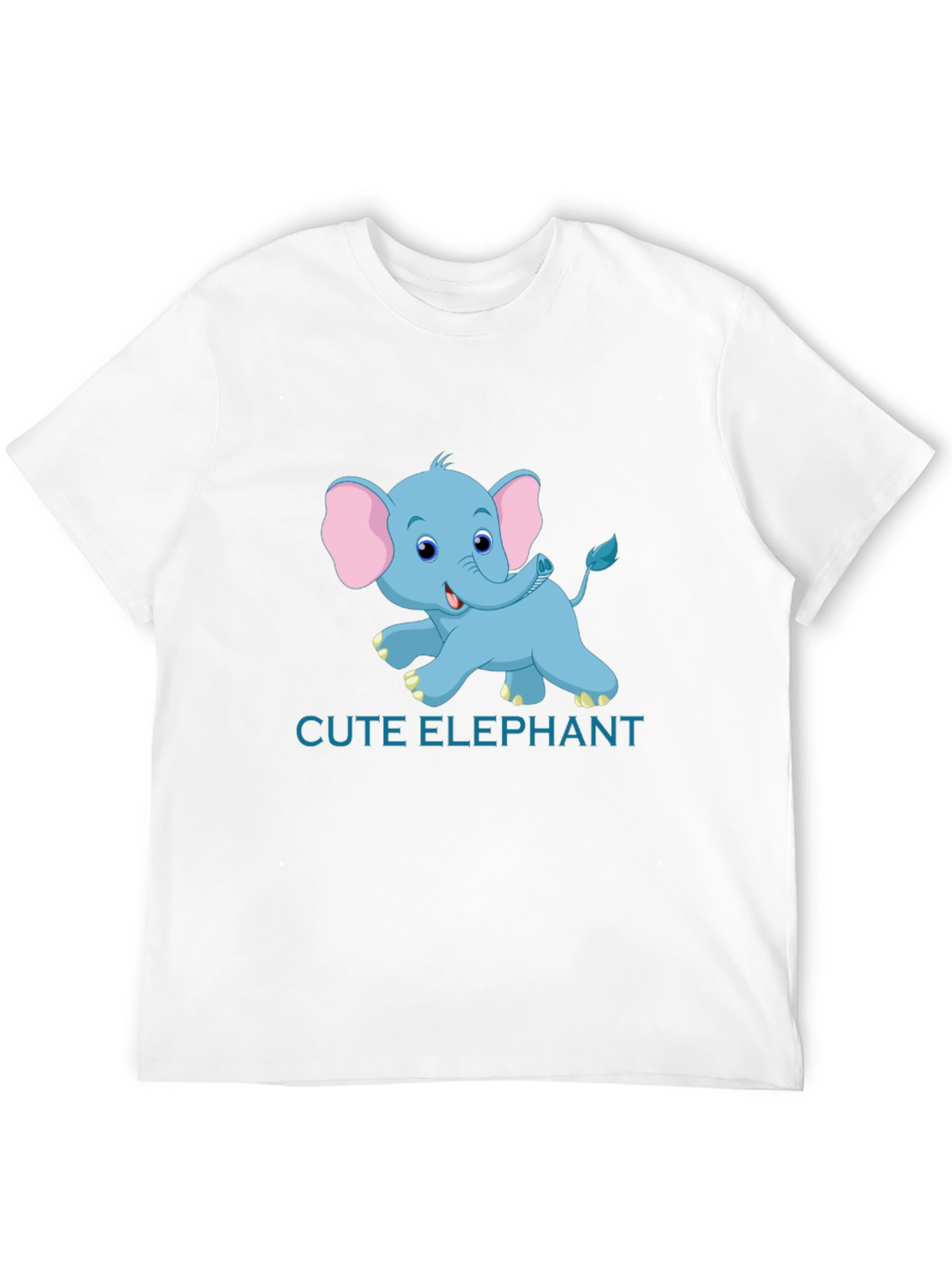 Cute Elephant Graphic Tee - Black Cotton T-Shirt