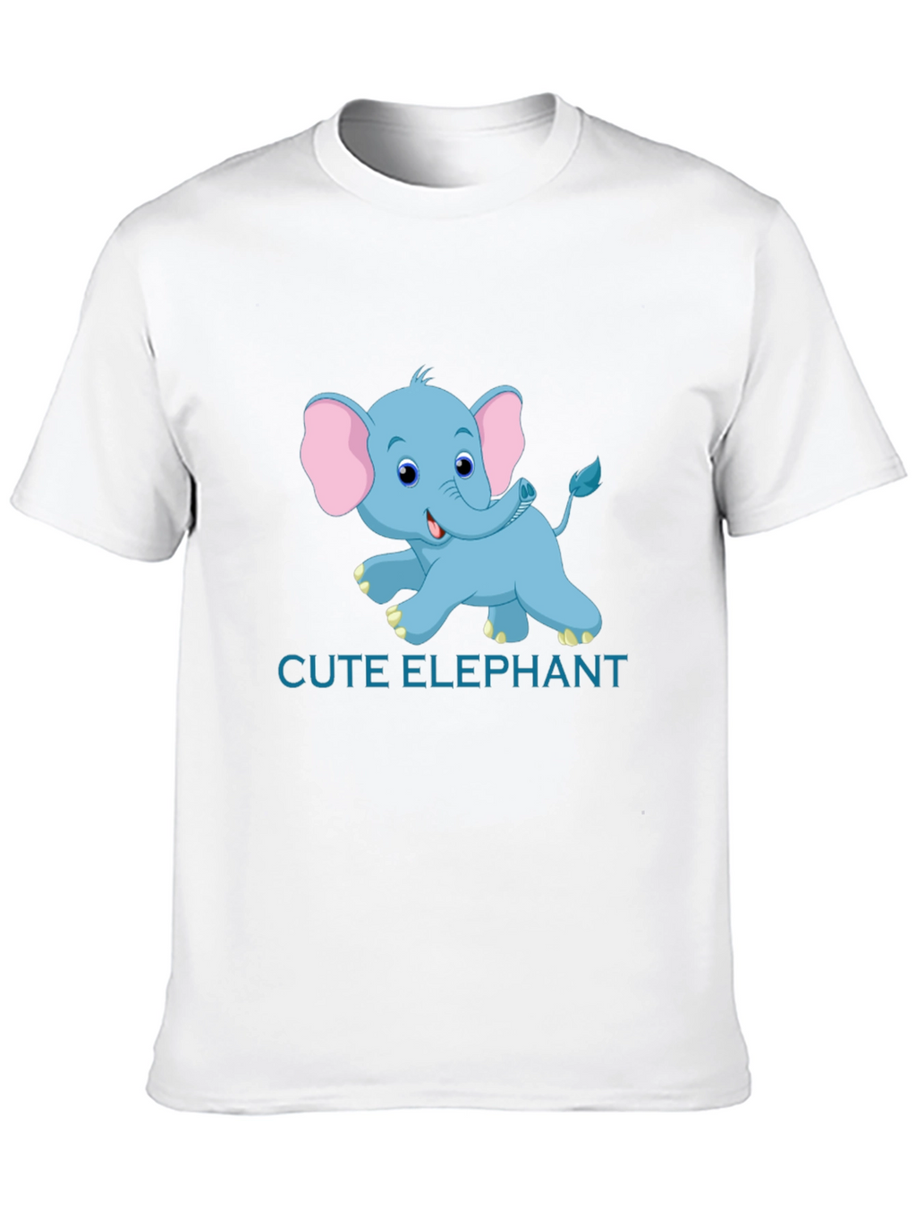 Cute Elephant Graphic Tee - Black Cotton T-Shirt