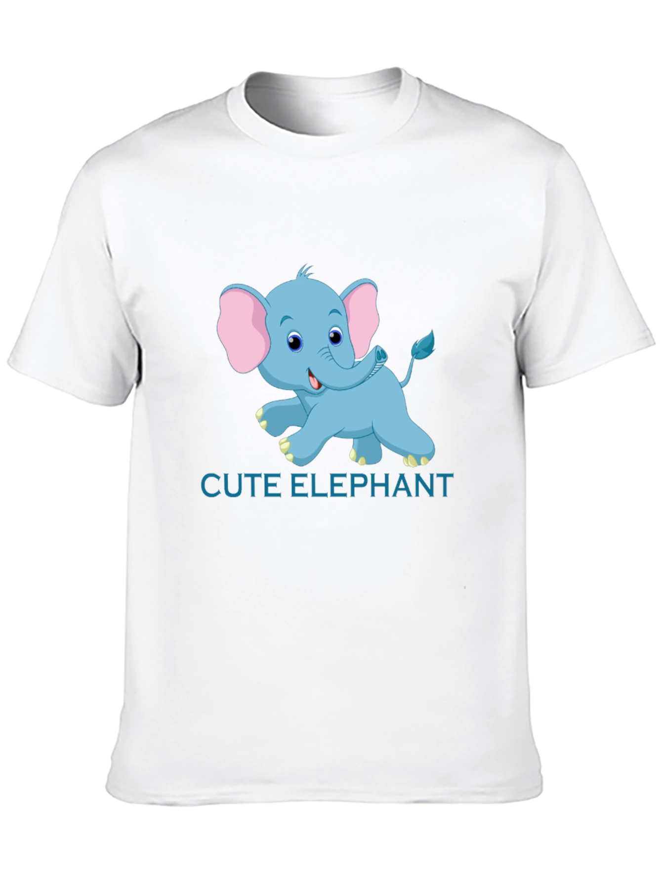 Cute Elephant Graphic Tee - Black Cotton T-Shirt