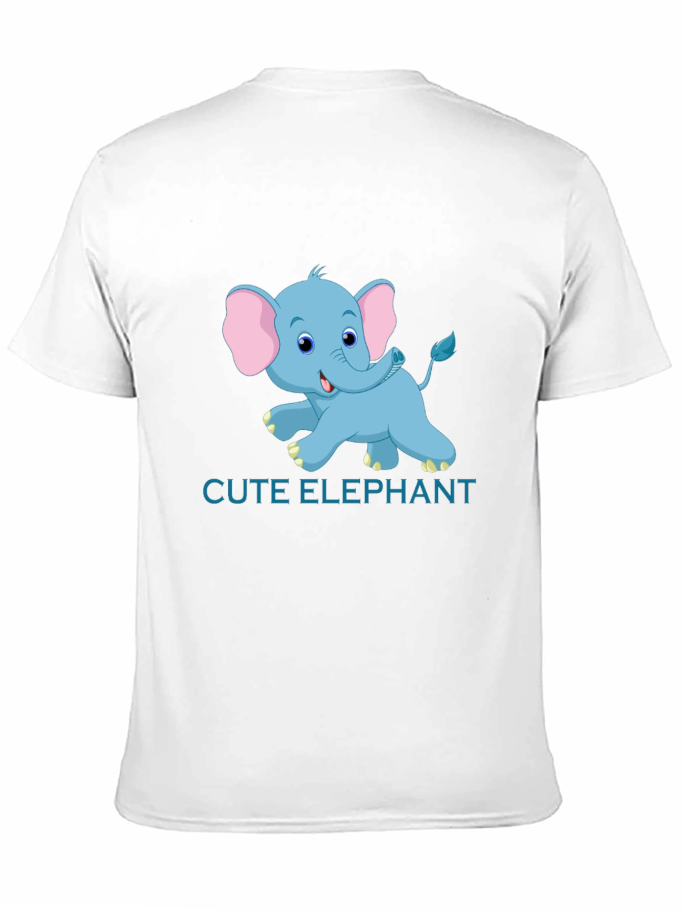 Cute Elephant Graphic Tee - Black Cotton T-Shirt
