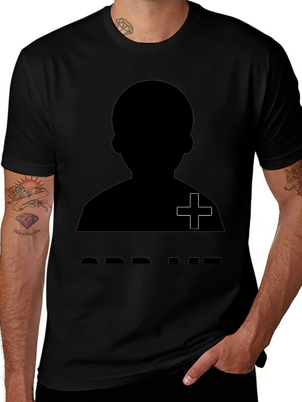Silhouette Graphic Tee - Black Crew Neck T-Shirt