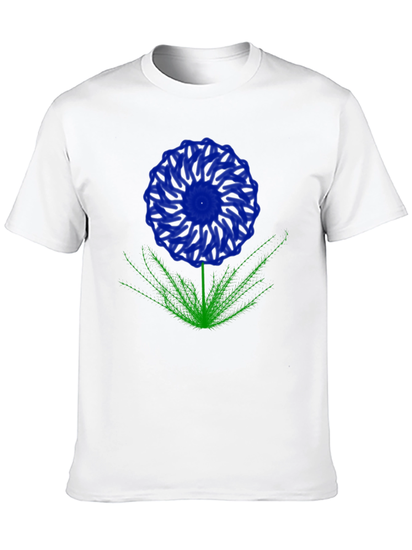 Blue Flower Graphic T-Shirt - Black Cotton Blend