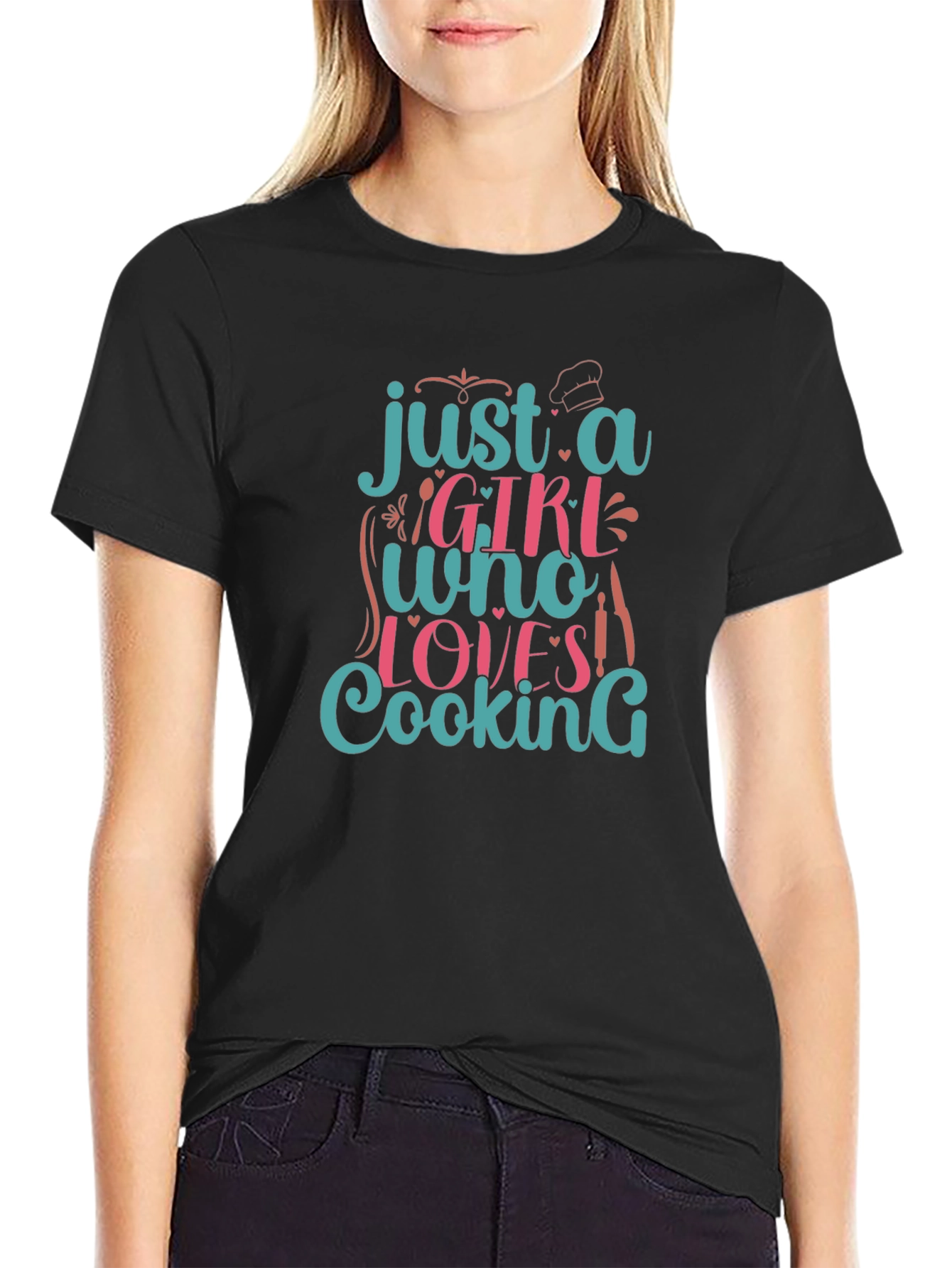 Just A Girl Who Loves Cooking Graphic T-Shirt