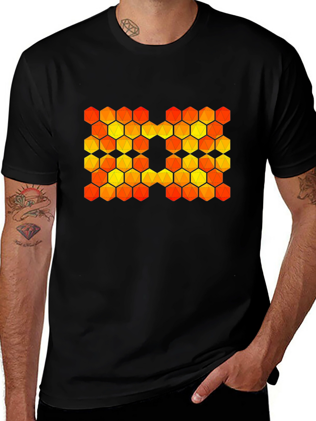 Hexagon Pattern Graphic T-Shirt