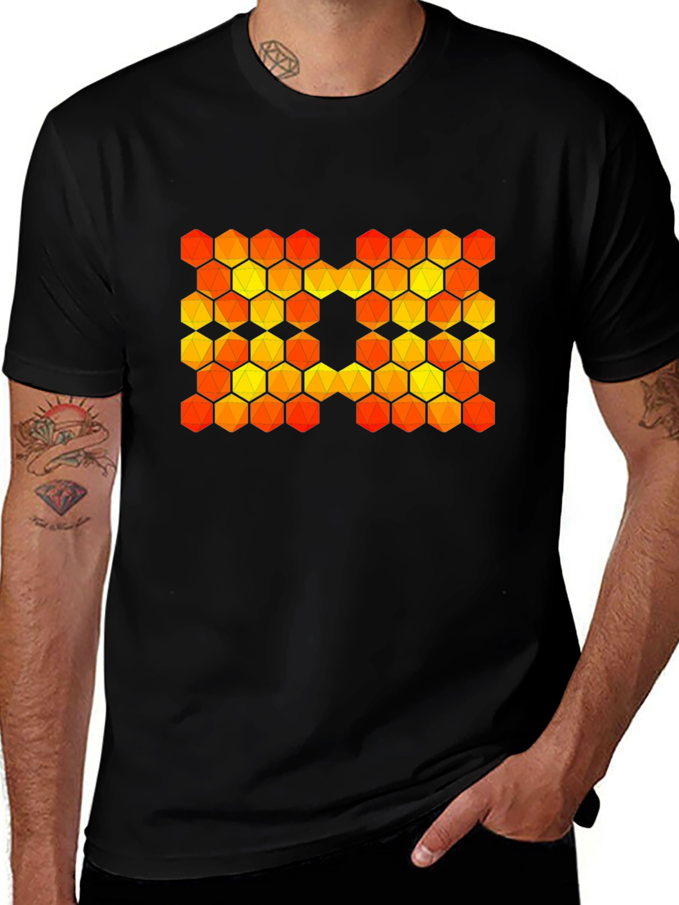 Hexagon Pattern Graphic T-Shirt
