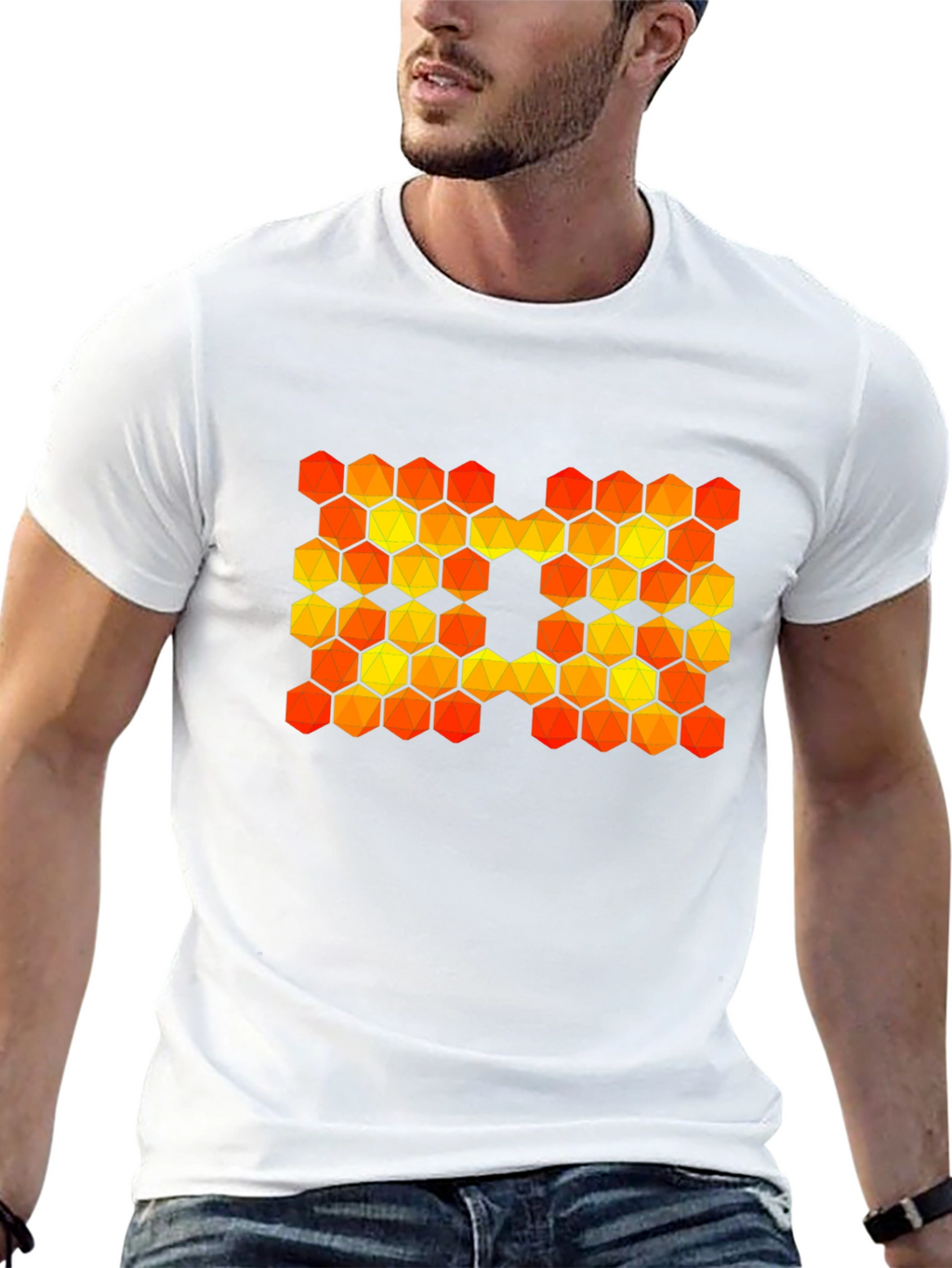 Hexagon Pattern Graphic T-Shirt