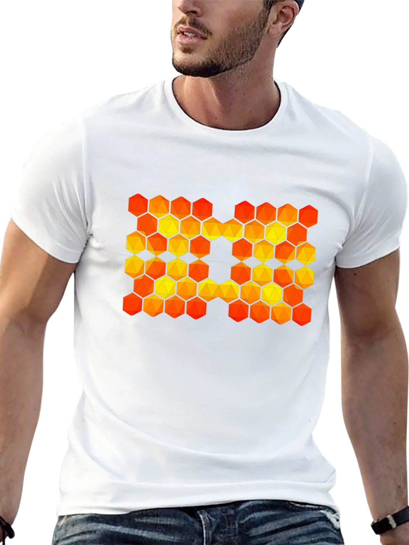 Hexagon Pattern Graphic T-Shirt